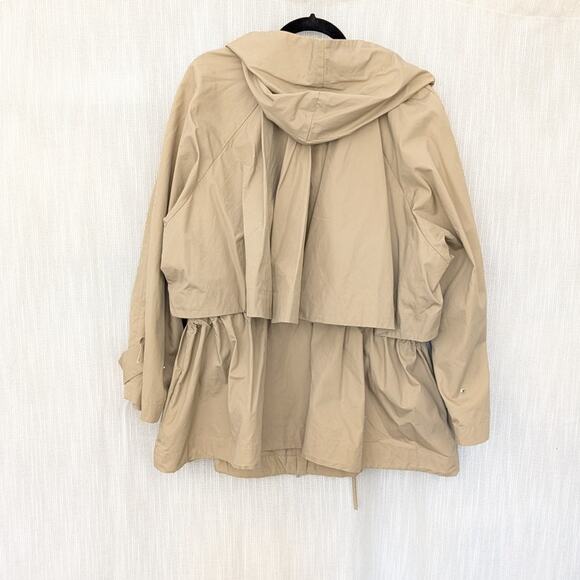 JNBY Beige Cotton Hooded Oversized Long Sleeve Full Zip Coat Jacket, size S - Picture 2 of 9